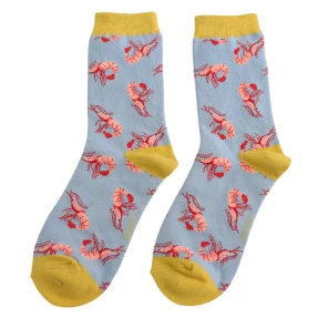 Damen-Socken - Bamboo "Shrimp, Powder Blue", Größe: 36 - 41